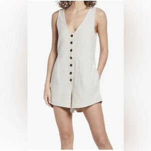 MADEWELL V-Neck Button Down Linen Blend Romper Size 2 1144